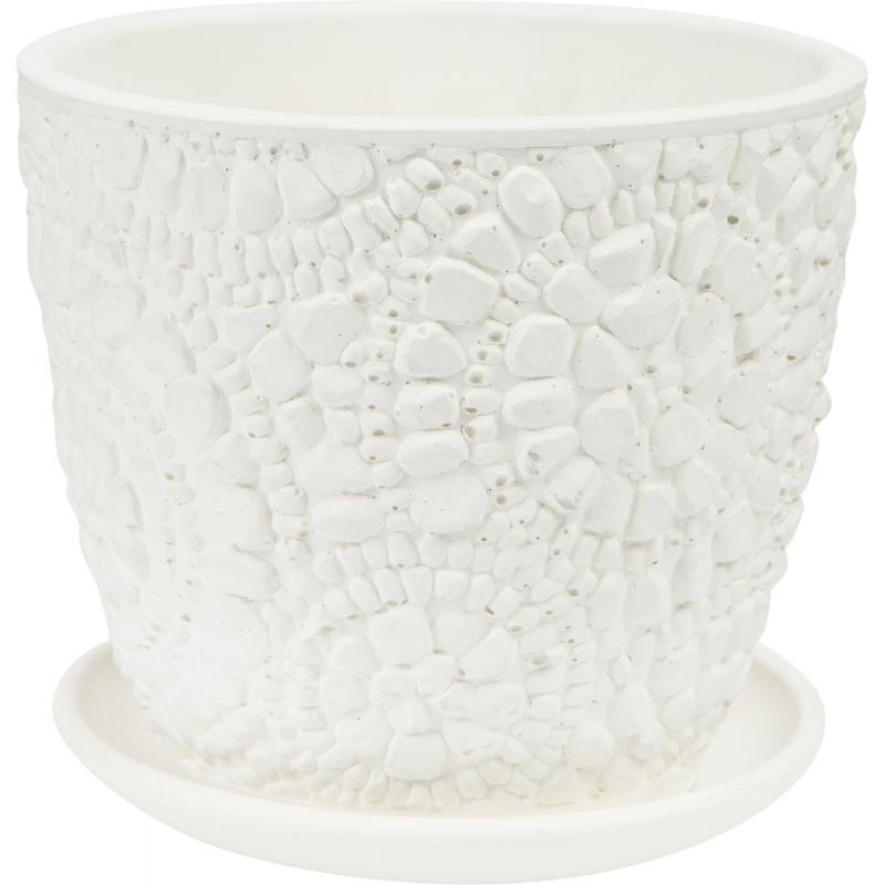 Горшок цветочный Камешки ø14.6 h12.7 см v1.3 л керамика цвет белый