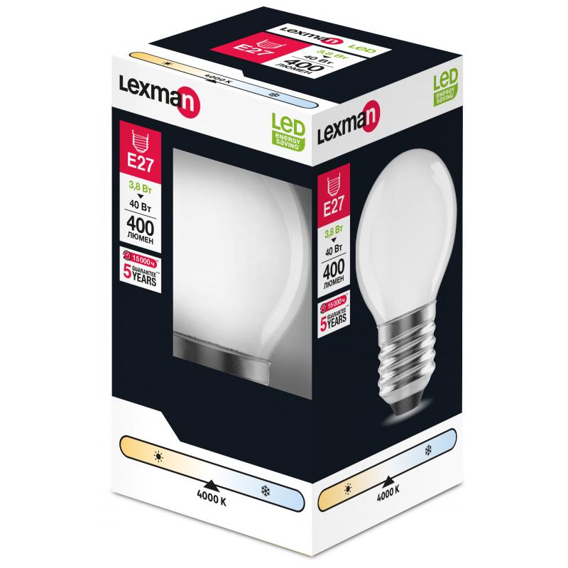 Лампа светодиодная Lexman E27 220-240 В 4 Вт шар матовая 400 лм нейтральный белый свет