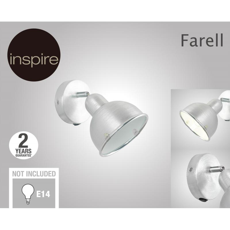Спот бұрылмалы Inspire Farell, 1 шам, 0.75 м², түсі сұр