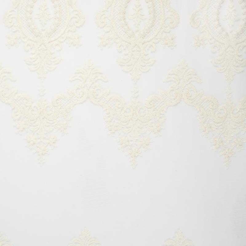 Тюль с вышивкой «Султан» сетка 290 см цвет кремовый
