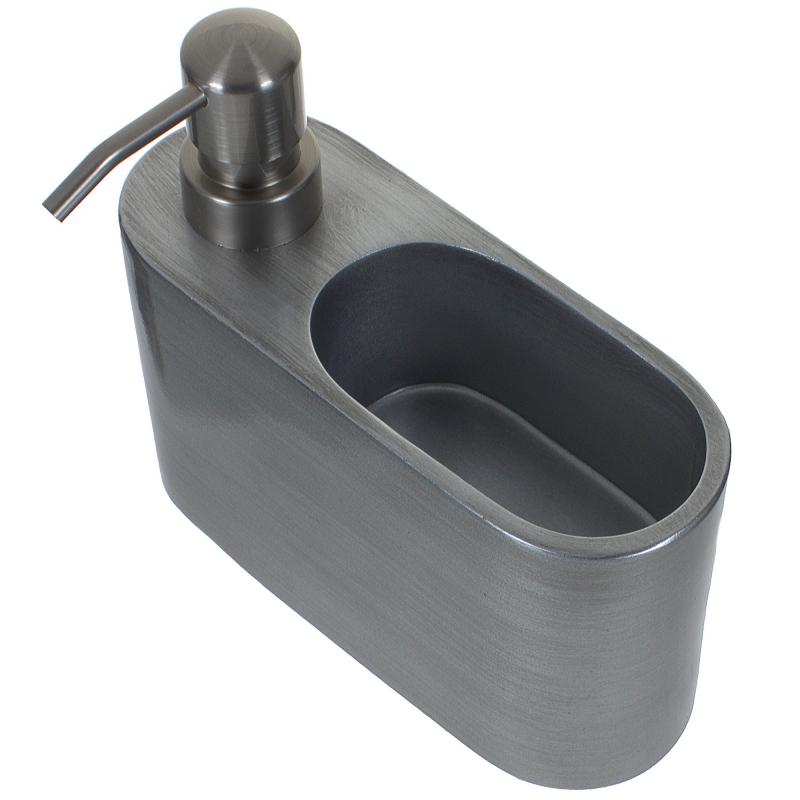 Дозатор для жидкого мыла с держателем для губки NEO 5x13.5x6.2 см цвет серый
