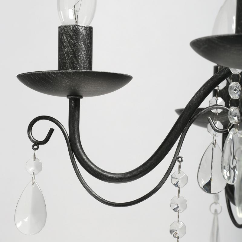 Люстра хрустальная подвесная Аврора 5 ламп 15 м² цвет чёрный
