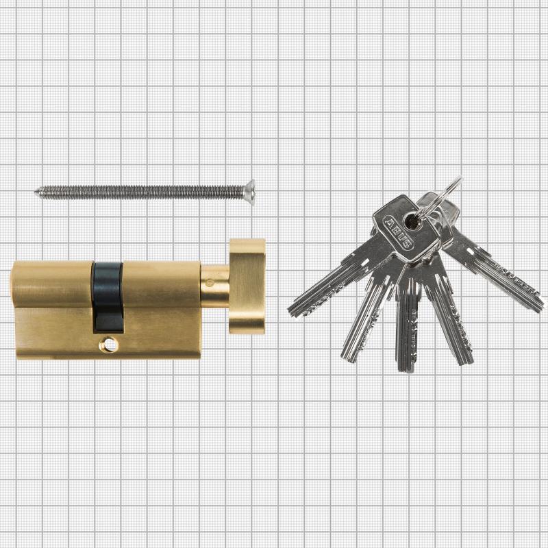 Цилиндр Standers TTBL1-3030NB, 30x30 мм, ключ/вертушка, цвет латунь