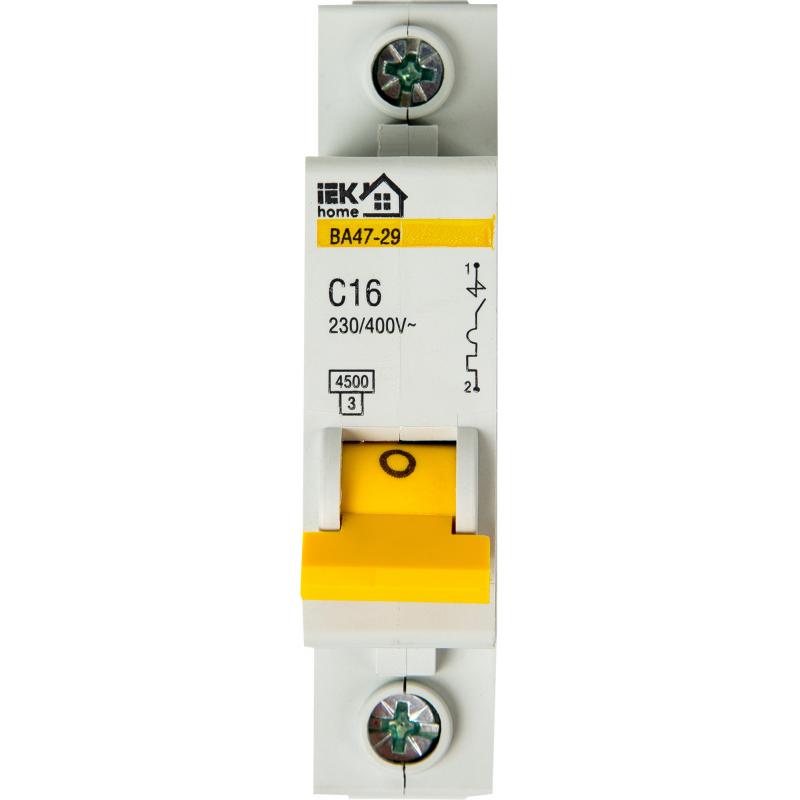 Автоматический выключатель IEK Home ВА47-29 1P C16 А 4.5 кА