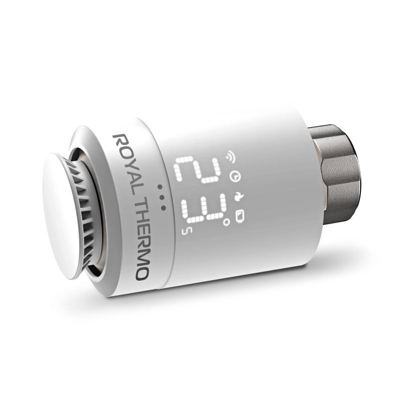 Термостатическая головка электронная с Wi-Fi хабом Royal Thermo для радиаторного клапана M30x1.5 цвет белый