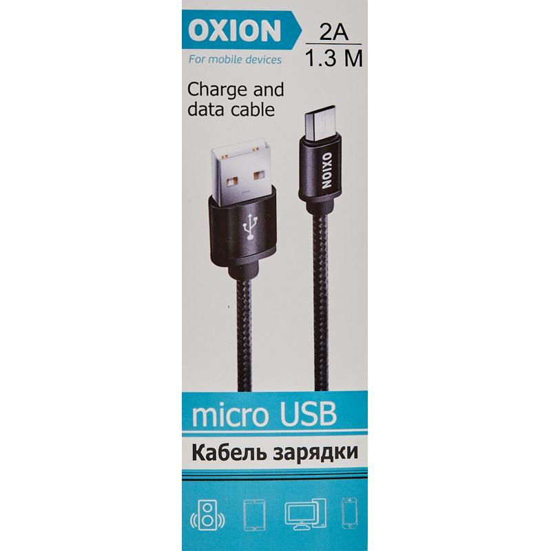 Кабель Oxion USB-micro USB 1.3 м 2 A цвет черный