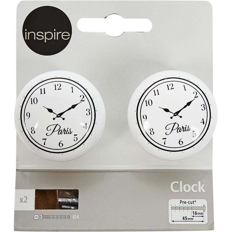 Ручка-кнопка мебельная Inspire Clock 395 мм, цвет белый, 2 шт.