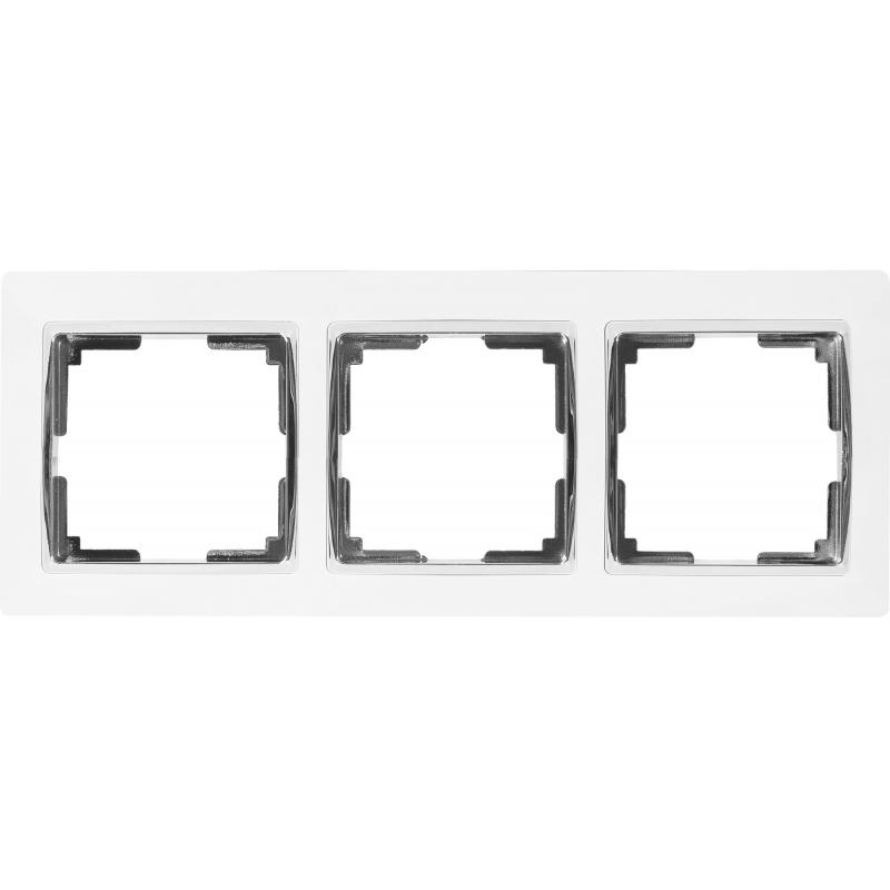 Рамка для розеток и выключателей Werkel Snabb 3 поста, цвет белый/хром