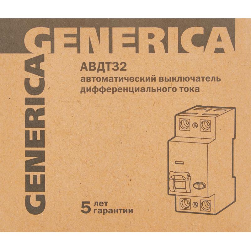 Дифференциальный автомат Generica АВДТ-32 1P C20 A 30 мА 4.5 кА AC