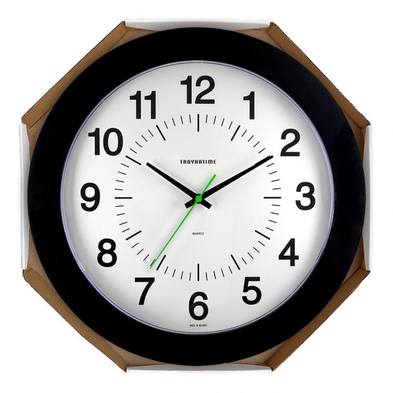 Часы настенные Troykatime 51500514 Эконом круглые пластик цвет черный бесшумные ø30.5 см