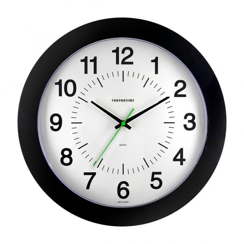 Часы настенные Troykatime 51500514 Эконом круглые пластик цвет черный бесшумные ø30.5 см