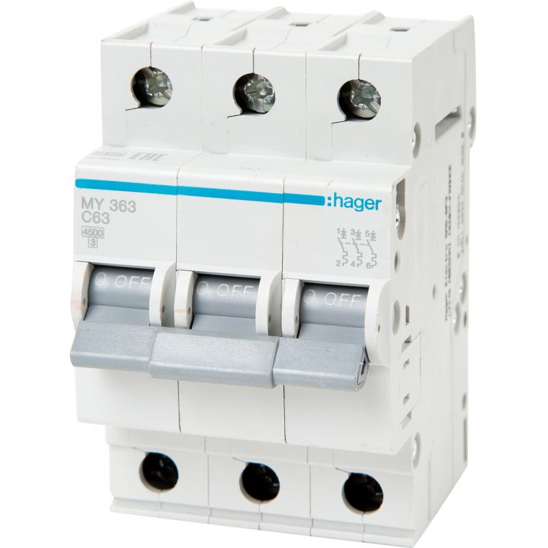Автоматический выключатель Hager MY363 3P C63 А 4.5 кА