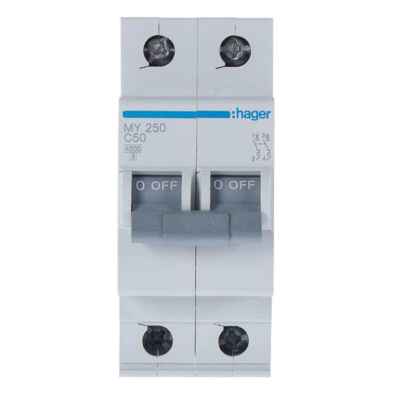 Автоматический выключатель Hager MY250 1P N C50 А 4.5 кА