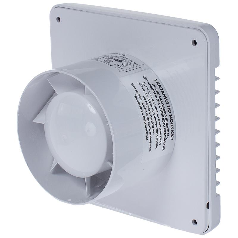 Вентилятор осевой вытяжной Вентс D100 мм 34 дБ 98 м³/ч таймер цвет белый