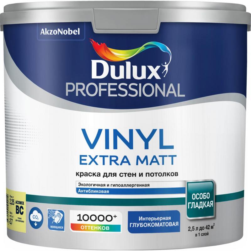 Краска для стен Dulux Prof Vinyl Ext Matt матовая прозрачная база BC 2.25л