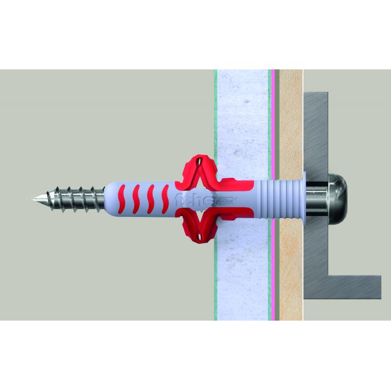 Дюбель-шуруп для всех типов стен Fischer DuoSeal 6x38 мм нейлон/сталь цвет серый/красный 4 шт.