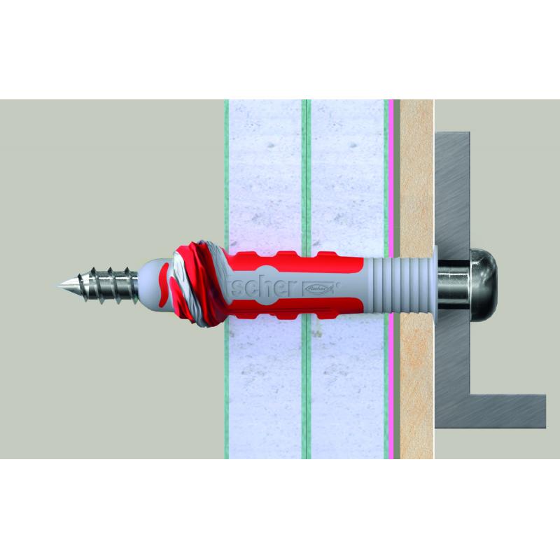 Дюбель-шуруп для всех типов стен Fischer DuoSeal 8x48 мм нейлон/сталь цвет серый/красный 2 шт.