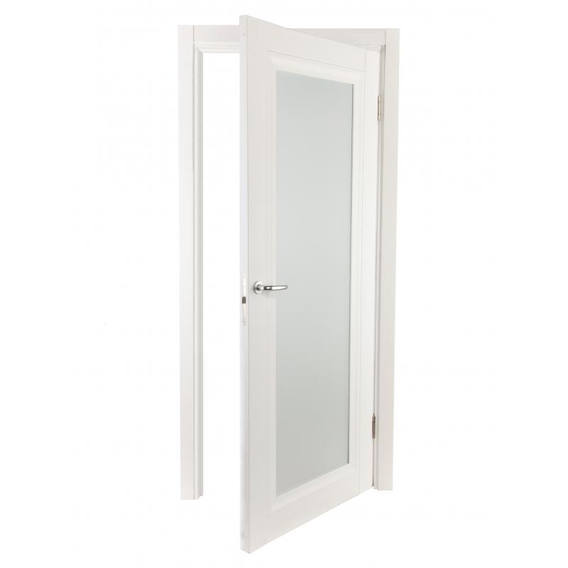 Дверь межкомнатная остекленная Нобиле полипропилен ламинация цвет белый 60х200 см (с замком)