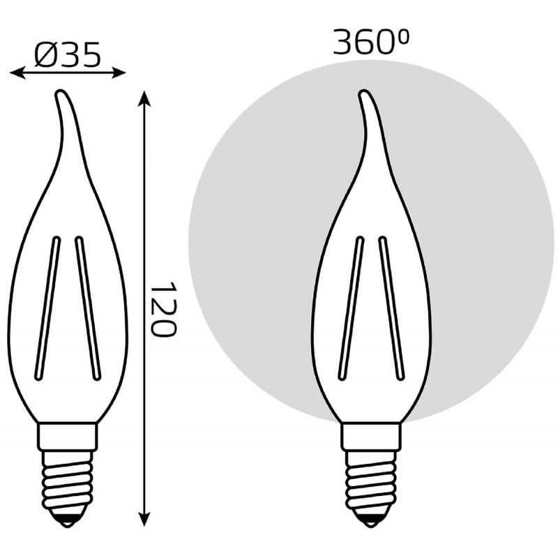 Шам жарықдиодты Gauss LED Filament E14 11 Вт желдегі майшам мөлдір 750 лм, бейтарап ақ жарық