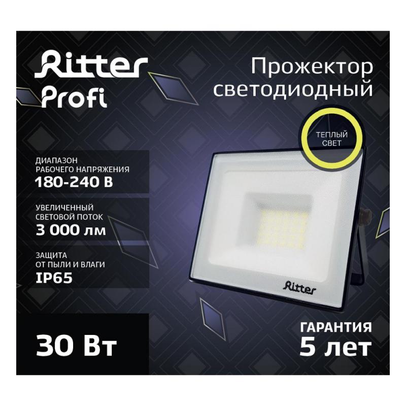 Прожектор жарықдиодты көшелік Ritter Profi 30 Вт 2700К IP65 жылы ақ жарық