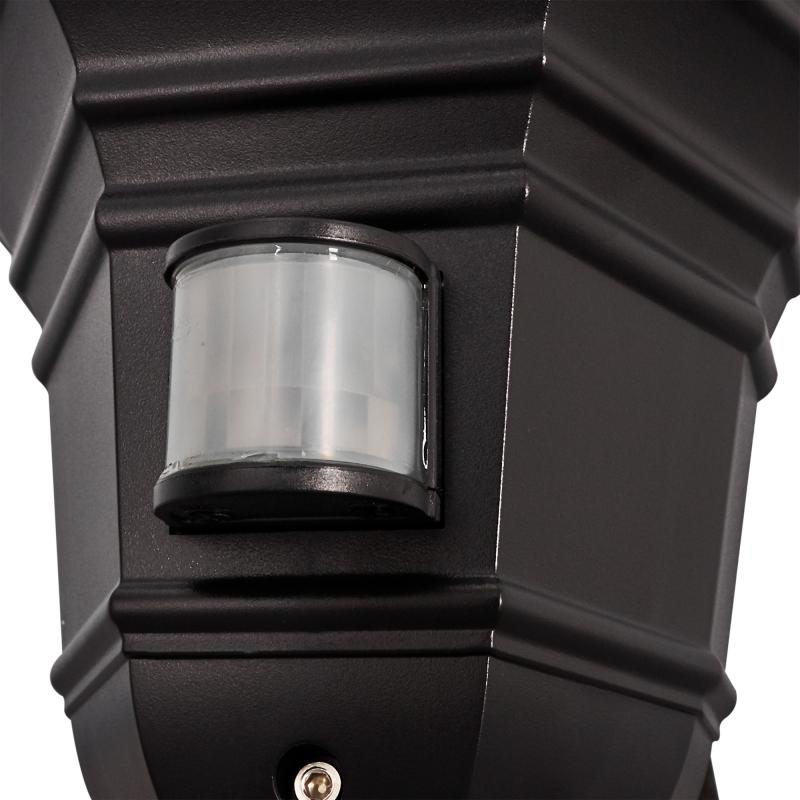 Светильник настенный уличный 60 Вт IP44 с датчиком движения цвет чёрный