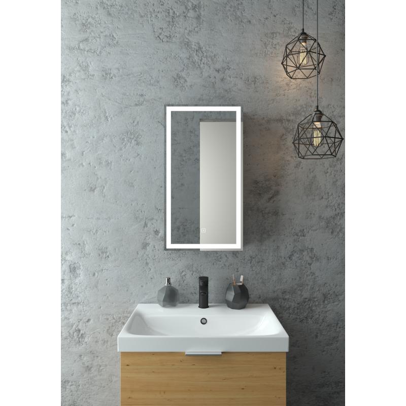 Ваннаға арналған аспалы айналы шкаф Montero White LED жарығымен 35х65 см түсі ақ