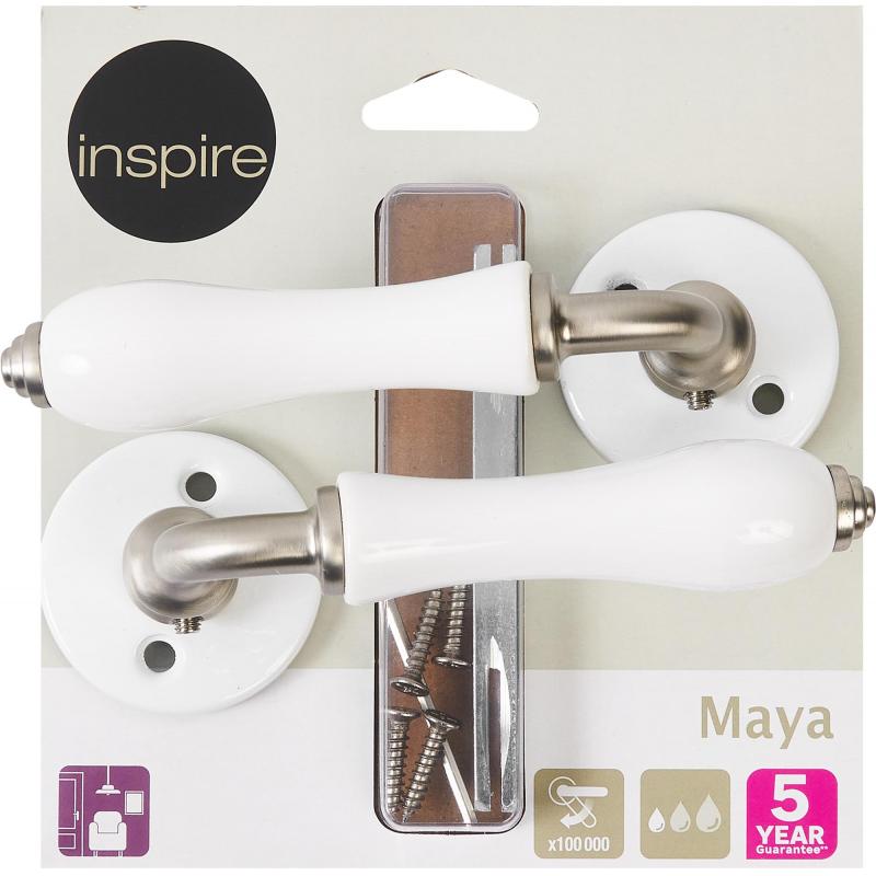 Дверные ручки Inspire Maya без запирания фарфор цвет белый/никель матовый