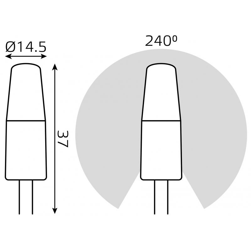 Шам жарықдиодты Gauss G4 12 В 2.5 Вт капсула мөлдір 200 лм, жылы ақ жарық