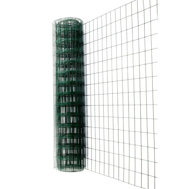 Сетка оцинкованная, ПВХ, размер ячейки 75х100 мм, размер сетки 1.5х15 м, цвет зеленый