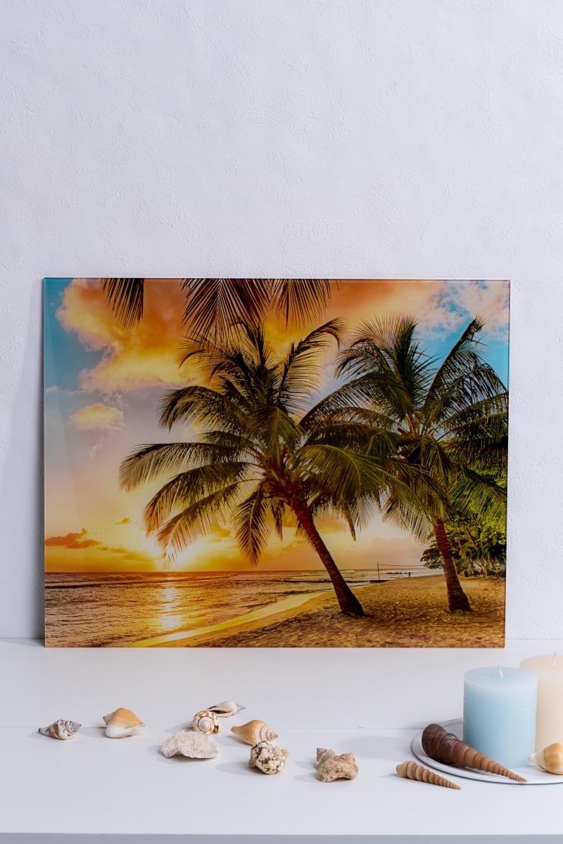 Картина на стекле 40х50 см «Закат на пляже»