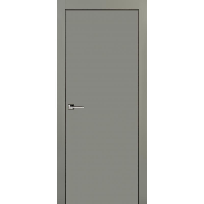 Дверь межкомнатная Гладкая глухая эмаль цвет грей 80х200 см (с замком в комплекте)