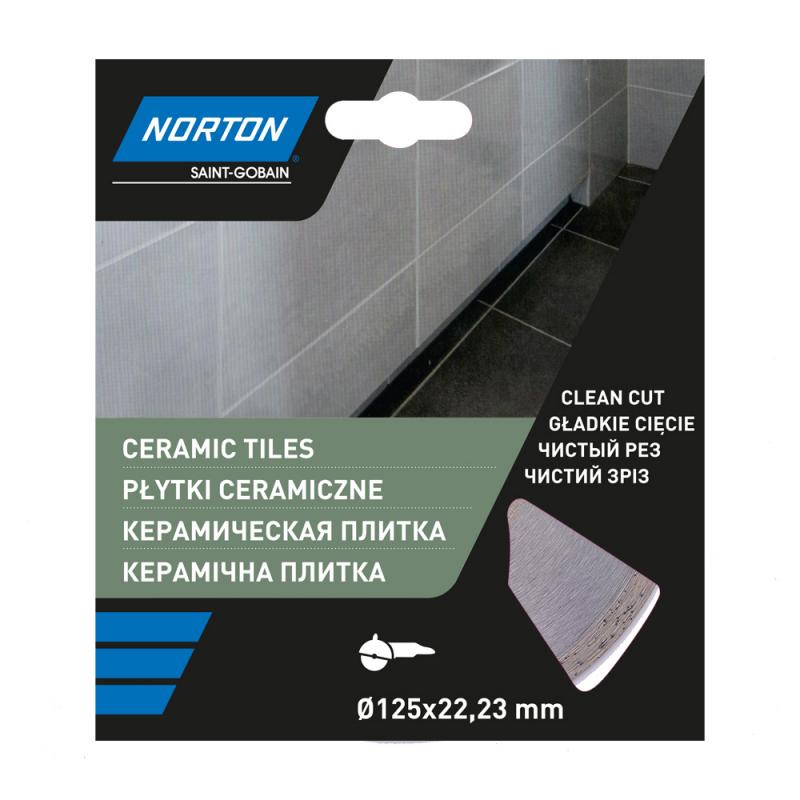 Алмас диск плиткаға арналған Norton Ceram тұтас жиекпен 125x22.2x2 мм