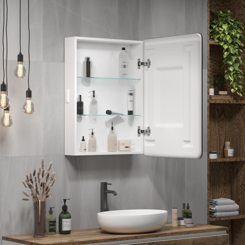 Шкаф зеркальный подвесной Flash с LED-подсветкой и подогревом 60x80 см цвет белый