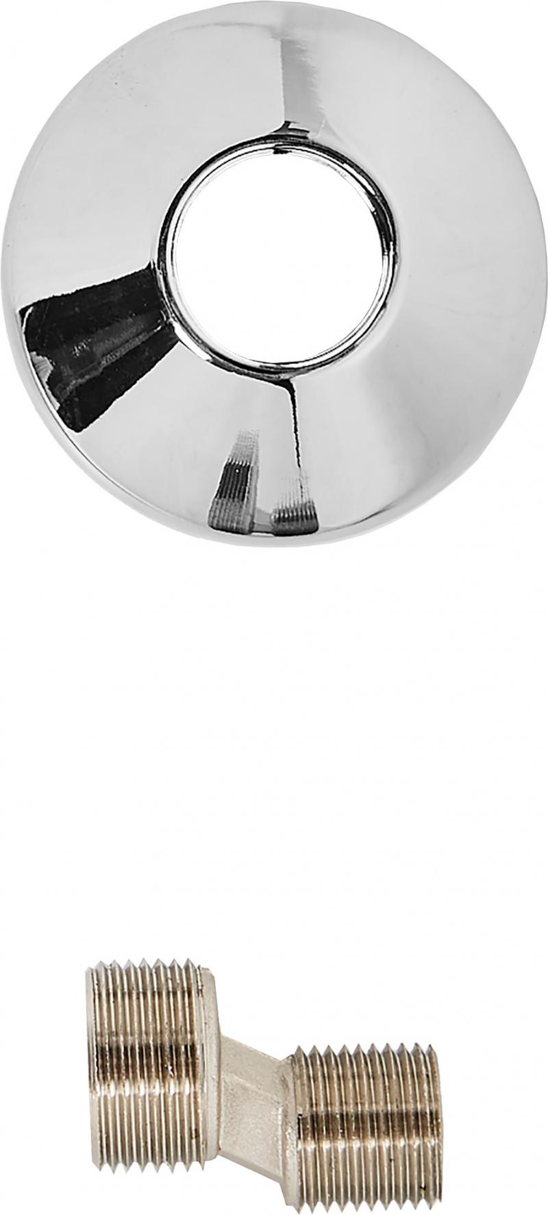 Эксцентрик Valtec с декоративной чашкой 3/4"х1/2", наружная резьба, никелированная латунь VTr.670.N.0504