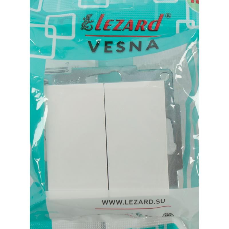 Выключатель Lezard Vesna 2 клавиши цвет белый
