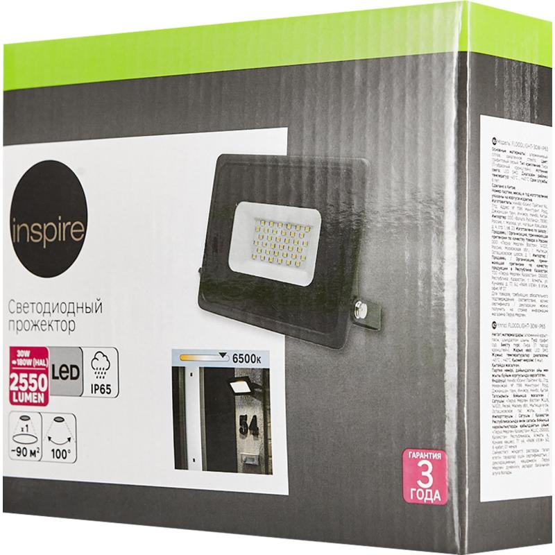 Прожектор светодиодный уличный Inspire 30 Вт 6500 К IP65 холодный белый свет