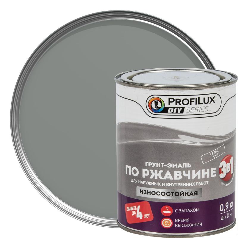 Грунт-эмаль 3 в 1 Profilux гладкая цвет серый 0.9 кг