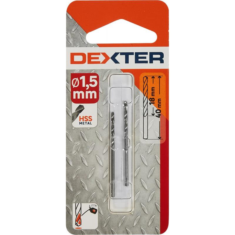 Метал тесетін шиыршық бұрғы HSS-G Dexter 1.5x40 мм, 2 дана