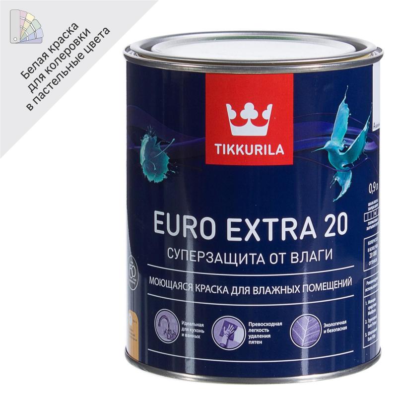 Краска для стен и потолков Tikkurila Euro-20 матовая цвет белый база А 0.9 л