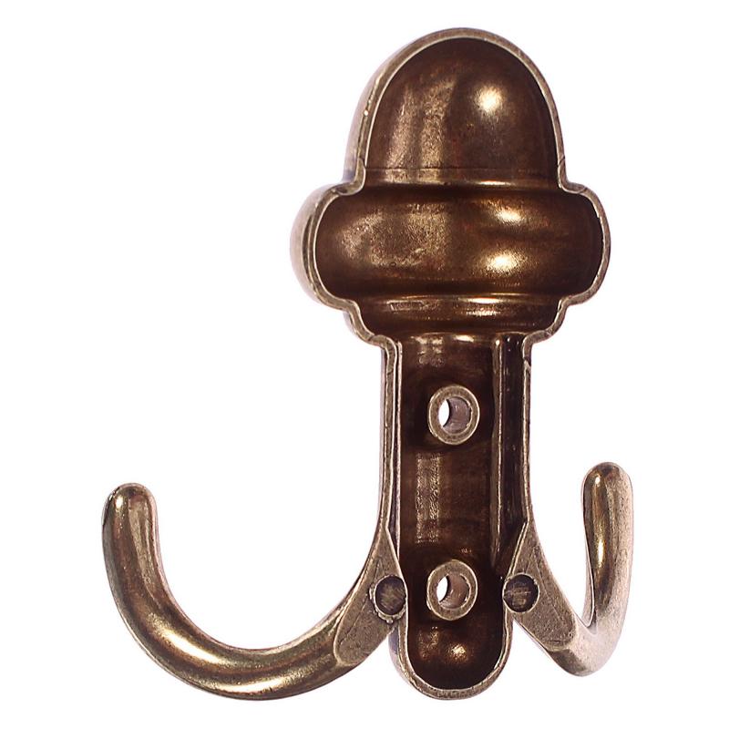 Крючок мебельный KR 0251 OAB двойной, сталь, цвет бронза