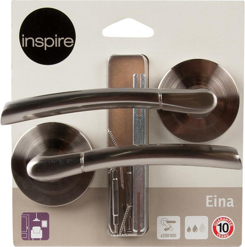 Дверные ручки Inspire Eina шлифованные без запирания алюминий 128 мм цвет никель