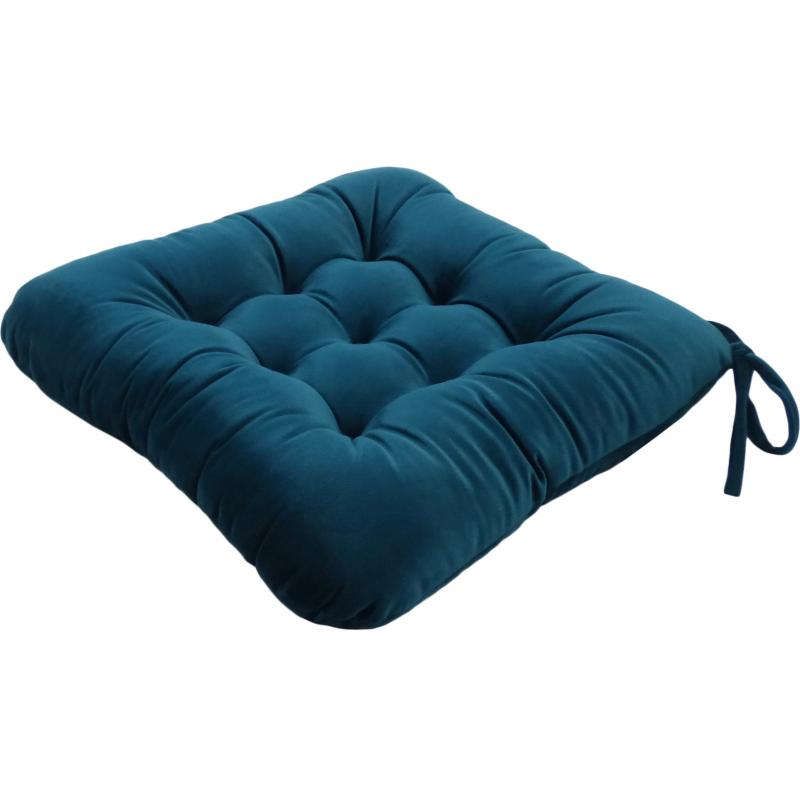 Подушка для стула Бархат 40x36x6 см цвет морская глубина