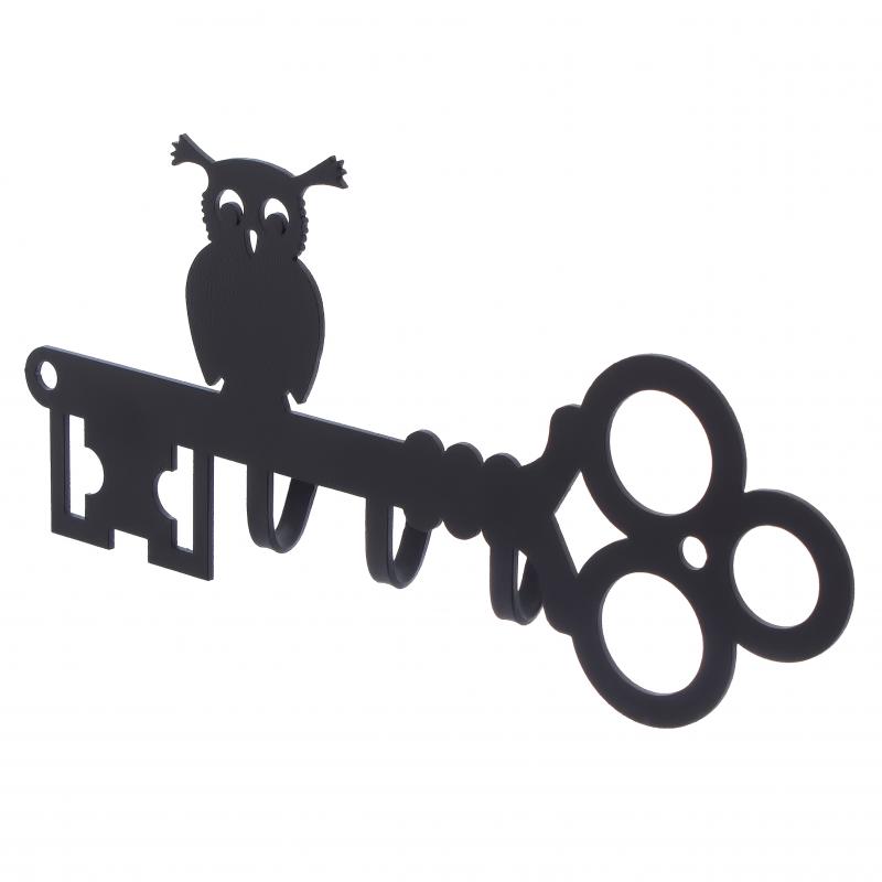 Ключница DuckandDog Сова, 190х99х19 мм, сталь, цвет чёрный матовый
