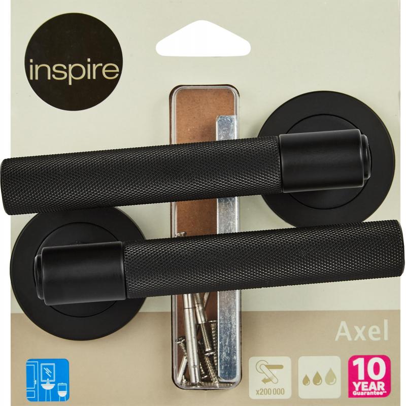 Есік тұтқасы Inspire Axel құлыптаусыз, жиынтық, түсі қара күңгірт